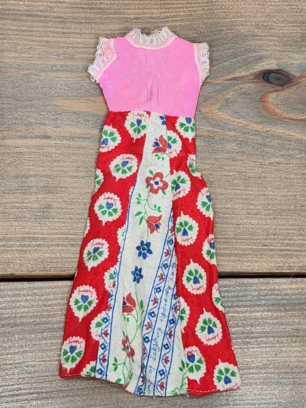 Vintage Barbie Fashion Peasant Long Floral Dress